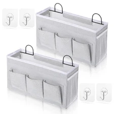 2pcs 3-Pockets Large Wall Hanging Organizer Bag, Linen Fabric Door Hanging St...