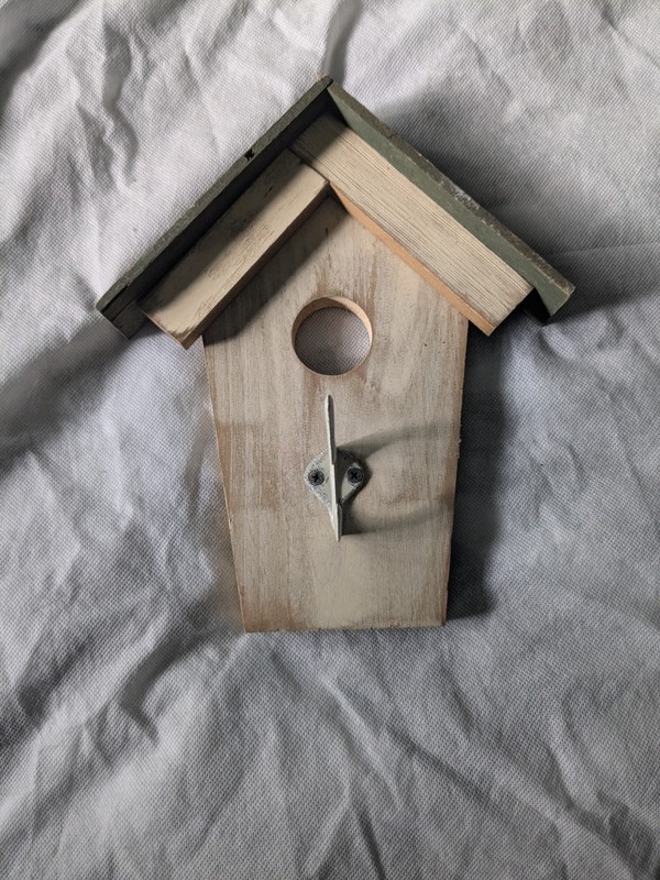 Handmade Wooden Birdhouse With Metal Hook Wall Decor Rustic Farmhouse