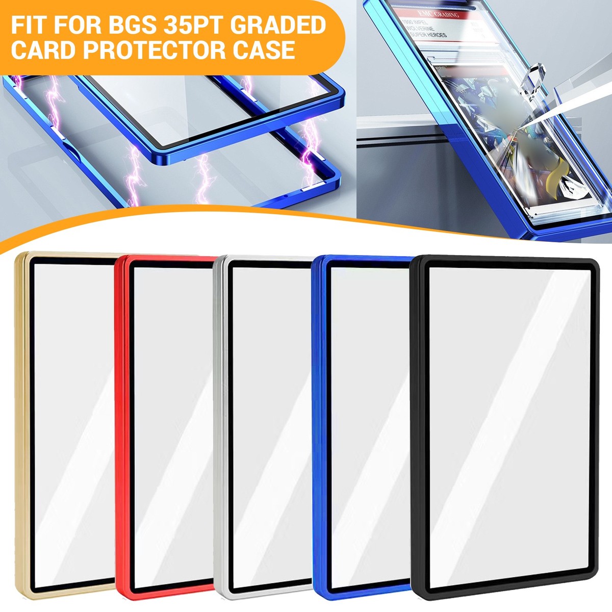 1-10PCS Magnetic Slab Case Protector For BGS Graded Cards Stackable Metal  Bumper