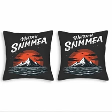 Set of 2 Decorative Throw Pillow Covers 18x18in - Mountain Range Design 