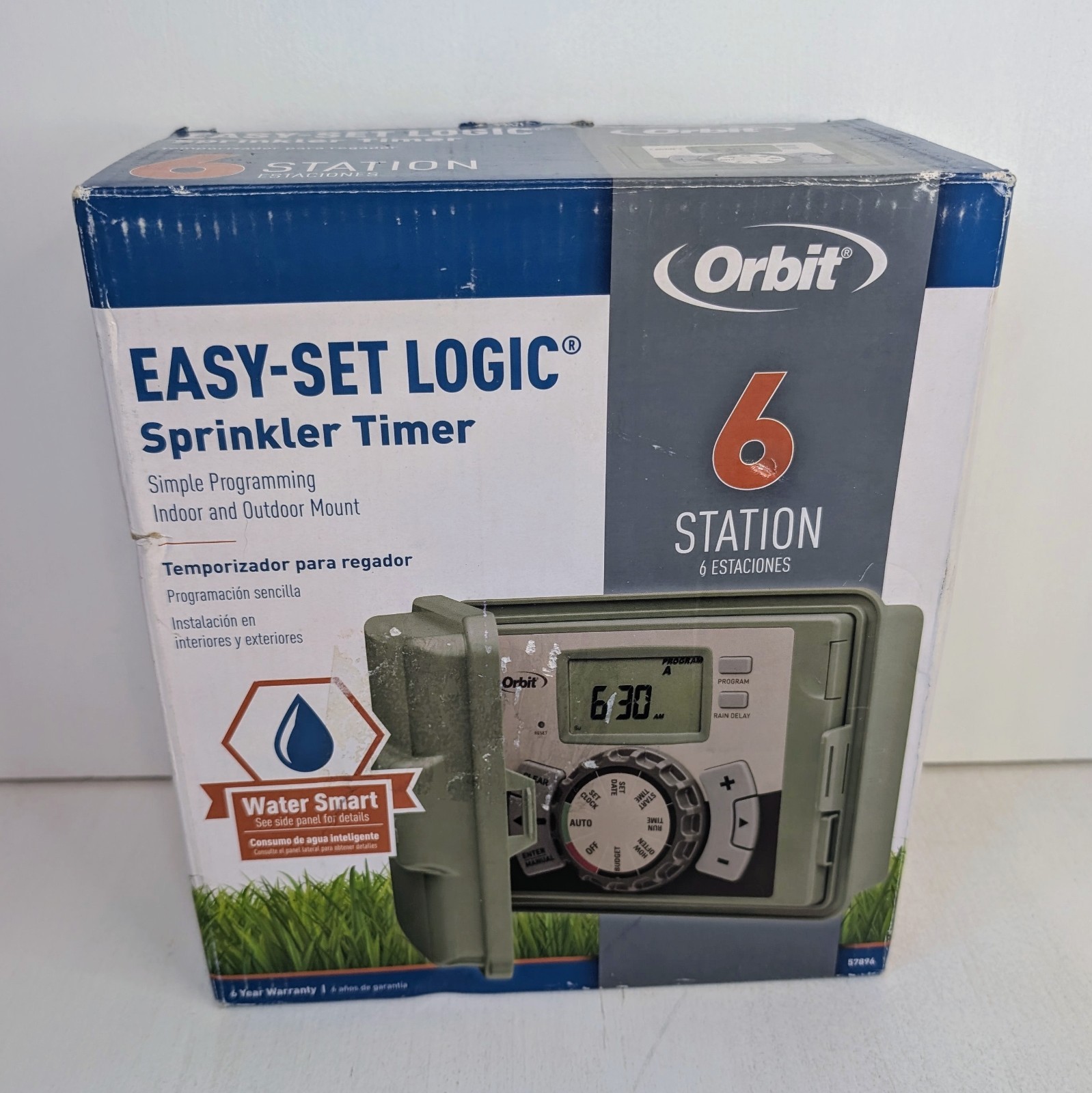 Orbit 57896 6-Station Easy-Set Logic Indoor/Outdoor Sprinkler Timer w/Lock