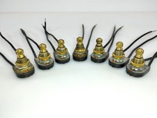 Lot Of 7 Circle F Brass Single Pole Rotary Canopy Switches 38 Shank Nos Vtg.