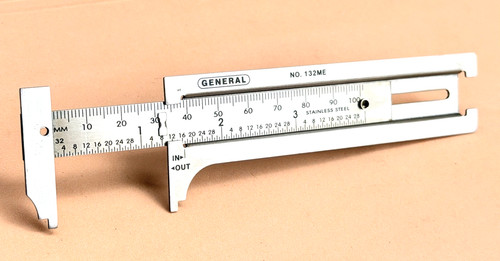 General Tools No. 132ME Stainless Steel Pocket Slide Caliper; 1/2" Jaw D. USA!