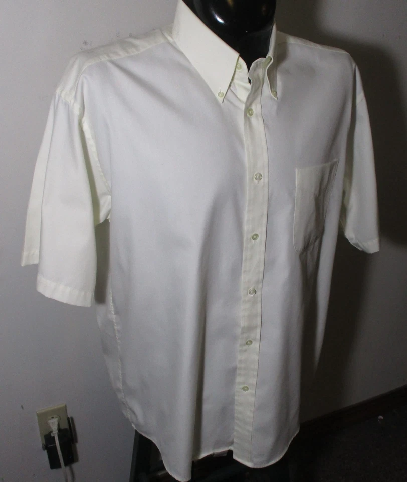 Camisa de vestir ENRO blanca de algodón manga corta "Oxford" para hombre talla 17 Foto 3 de 4