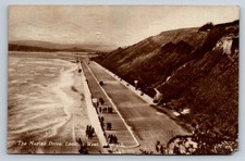 1929 Exmouth Devon Marine Drive RPPC Postcard UK Coastline Beach