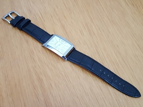 Mens XL Emporio Armani Slim Tank Style AR2036 Marco Gents Leather Watch - Picture 6 of 9