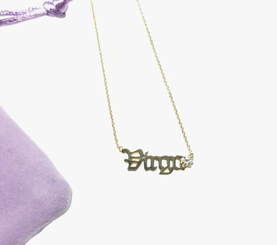 18K Gold Plated Pendant Necklace Melinda Maria Virgo Zodiac Rhinestone Dainty