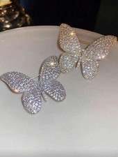 Blingy Butterfly Brooch Pin, Beautiful Studded Butterfly Brooch Gold And Silver