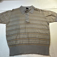 Vintage Towncraft Penneys Mens Short Sleeve Shirt Half Button Grey Sz-M 2092