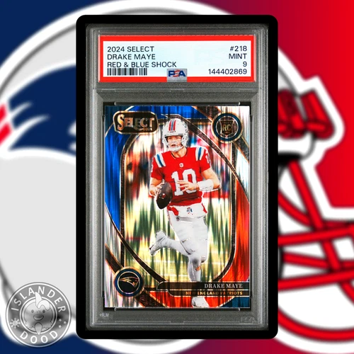 Drake Maye - 2024 Select #218 RED & BLUE SHOCK - PSA 9 Mint - Patriots