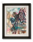 Unframed Abstract Woman On Building on Paper 15x11 Signed Contemporary — photo 1