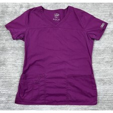 Cherokee Scrub Top Womens Small Purple Stretch Workwear Pocket