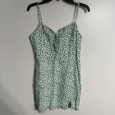 Le Lis Floral Print Tie-Front Mini Dress Green & White Women's Size Large