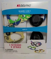 Dolfino 3-in-1 Swim Goggles Set Sharks, Dino, & Trucks Kids Unisex Multi New
