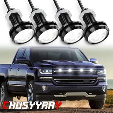 4x White Led Rock Round Button Lights Truck Eagle Eye Side Marker Lights Lamp