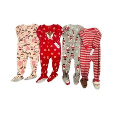 NWT-Carter  s Kids Holiday Footed Pajamas Bundle 4 Pcs Christmas Prints Size 2T
