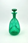 Vintage Blenko Crackle Glass Decanter - Design #49 - Seedy Sea Green
