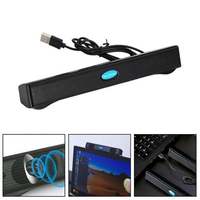  Wired USB Computer Speakers Mini Stereo Sound Bar for Desktop PC Laptop Black`