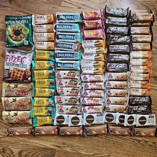 Lot Of 80 Protein Snack Bars Think Atkins Fulfil Nugo JonesBar Kodiak Builders
