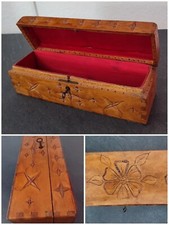 ANCIEN JOLIE BOÎTE À GANTS DE COLLECTION EN BOIS - FINITIONS EN QUEUES D'ARONDE 