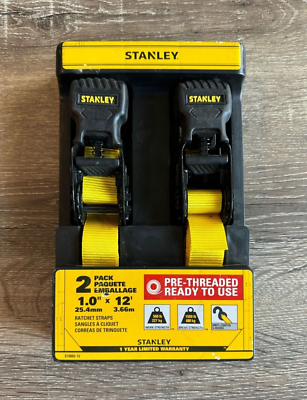 #ad STANLEY 2 Pack Maquette Emballage Ratchet Straps 1.0quot;x 12#x27; Pre Threaded $14.00