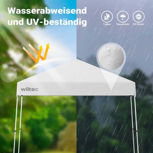 Wiltec Gazebo pieghevole bianco 2,5 x 2,5m con chiusura centrale Tenda per fiere - Foto 8 di 9