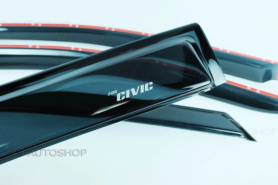 VISERA NEGRA PROTECTORES METEOROLÓGICOS PARABRISAS 4 PUERTAS apto para Honda Civic Sedán FB6 2016 2017 Foto 4 de 4