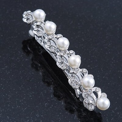 Bridal Wedding Prom Silver Tone Crystal Diamante & Simulated 