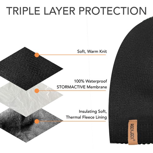 RockJock STORMACTIVE Mens Waterproof Windproof Classic Warm Beanie Hat