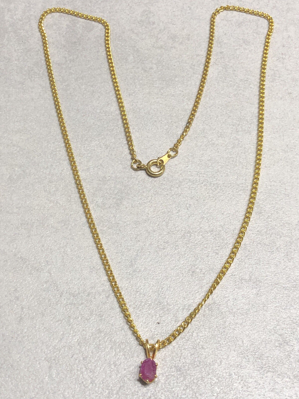 Yellow Gold Plated Solitaire Ruby Gemstone Pendan… - image 2