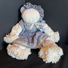Vintage Heavy Homemade Yarn Doll with Braided Arms 14 in Tall Rag String Doll