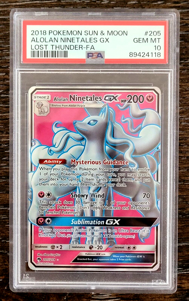 Alolan Ninetales GX 205/214 PSA 10 GEM MINT- Lost Thunder Alolan Ninetales GX 205/214 PSA 10 GEM MINT- Lost Thunder