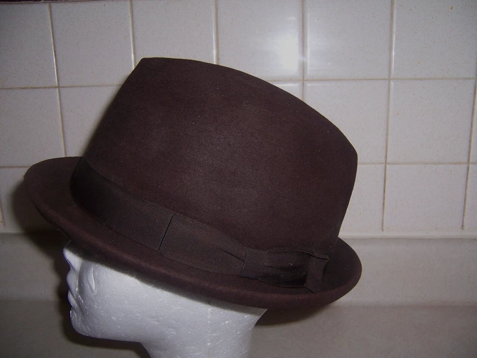 Sombrero Fedora Vintage Cavanagh Para Hombre Marrón Oscuro Nueva York Talla 7 1/4 Foto 3 de 4