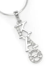 Kappa Alpha Theta sterling silver lavaliere pendant with simulated diamonds NEW!