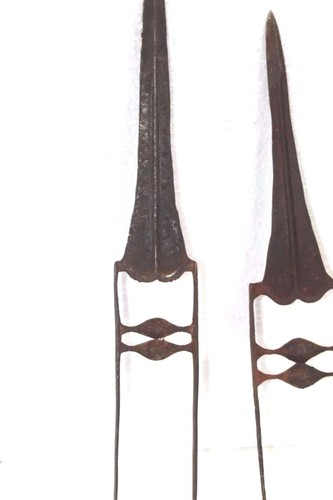 2 Pc. Steel Katar Dagger Tiger Knife Vintage Indian Antique Hand Forged - Picture 5 of 7