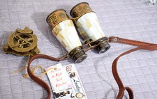 Sculpted Brass Engraved Handmade Binoculars w/ Classic Design and Fine Detailing