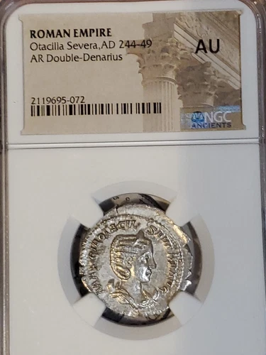 Otacilia Severa. AR.DOUBLE DENARIUS SILVER NGC HIGH GRADE ANCIENT. A.U...