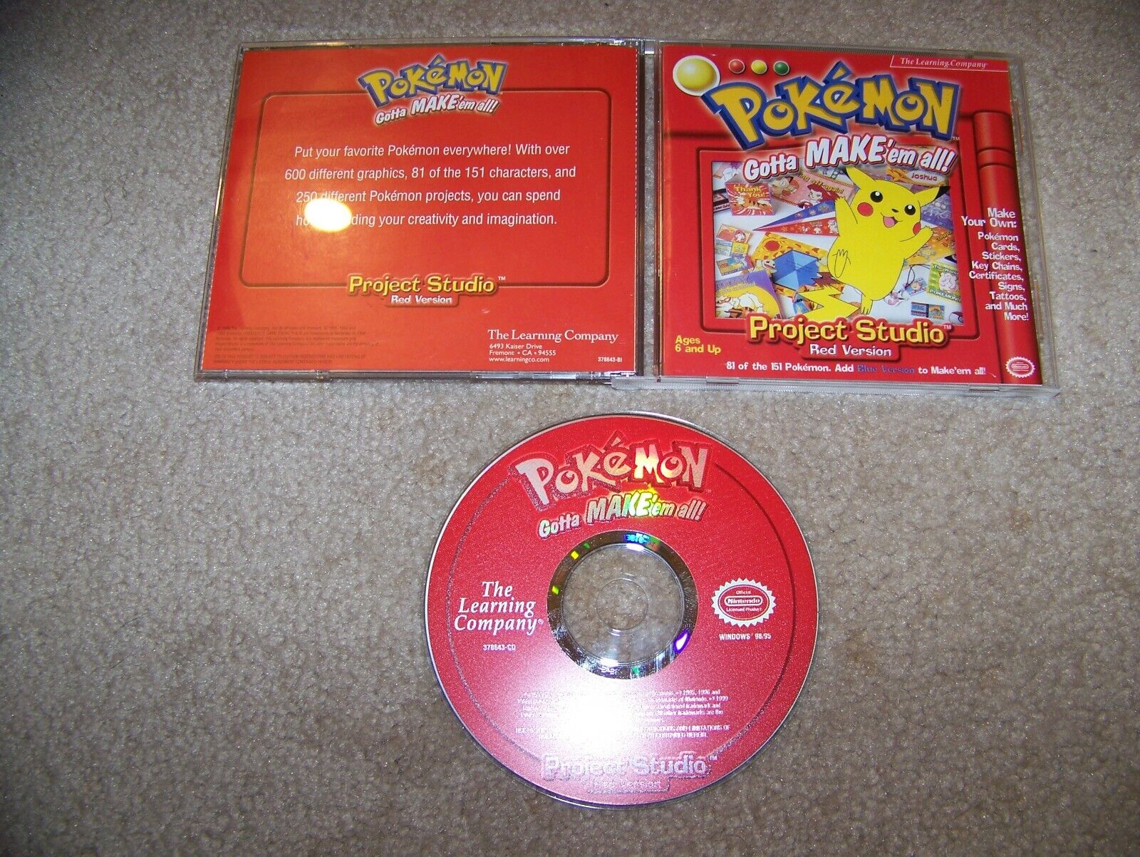 Pokemon Project Studio Red Version CD-ROM - Gotta Make 'Em All! (2001) NEW