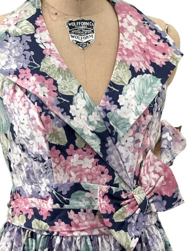Vtg Floral Garden Dress Cold Sleeveless Maxi Dress Cottage Core Retro Sz 10 - Picture 4 of 9