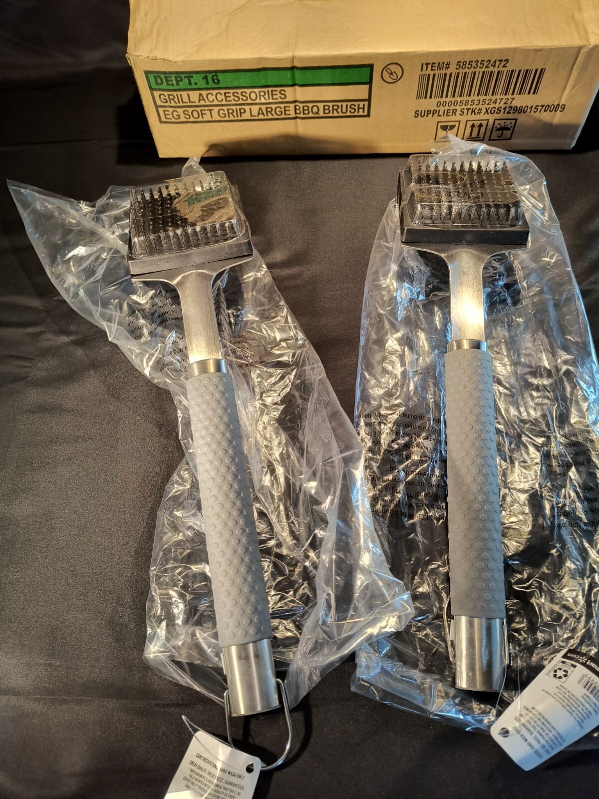 NEW Set of 2 Expert Grill Stainless Steel Grill Brush with Ergonomic Grip BBQ