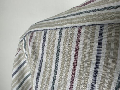 Vintage 80s Arrow Dover Chambray Shirt Men Large Beige Striped Long Sleeve USA - Picture 10 of 15