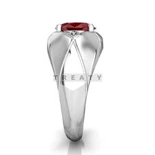 Ruby Oval Cut Gemstone With 925 Sterling Silver Ring For Men's #393