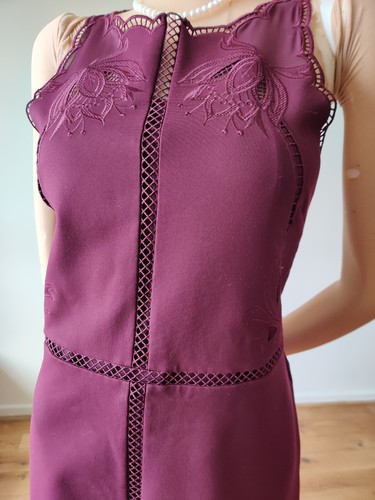 NEW TED BAKER MINI DRESS SIZE TB 1 UK 8 US 4 APPROXIMATELY 68%VISCOSE BURGUNDY - Picture 3 of 6