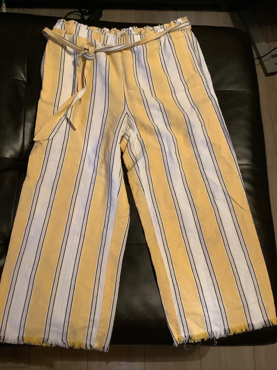 Striped Pants Mustard Paperbag Pants Gorgeous Striped Ladies Rayon