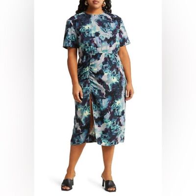knee length dresses for ladies Green Floral Short Sleeve Midi Dress - All Dresses main image 1