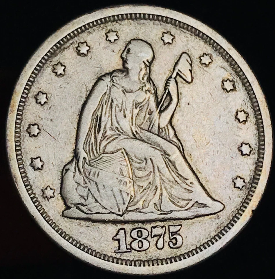 1875 S Twenty Cent Piece 20C Ungraded Choice 90% Silver US Coin CC24642 - Image 3 of 4