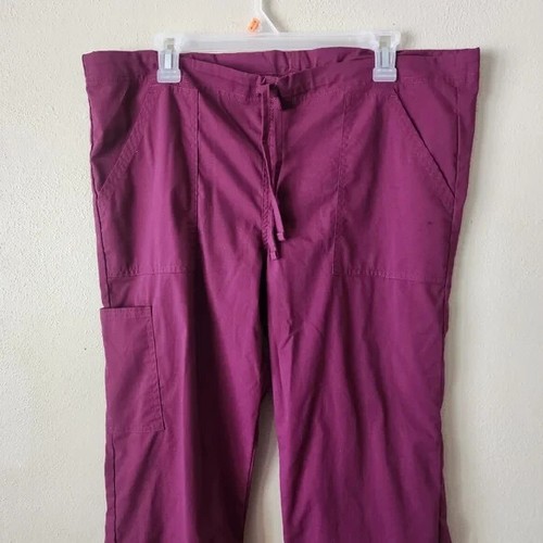 Scrubstar Core Essentials Wine Drawstring Bootcut Pants & V-Neck Top Size Small - Picture 7 of 9