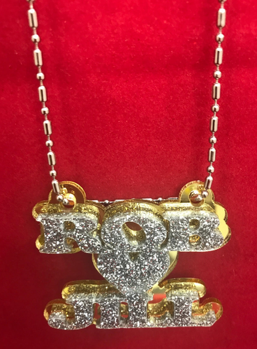 Double Name Necklace Couple Any Name Plate 2 Names Heart Laser Cut Diamond Look - Picture 5 of 12