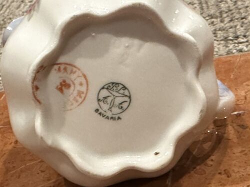 BAVARIA PSAA SCHONWALD GERMANY WHITE PINK ROSE FLORAL 4.5" CREAMER PITCHER & LID - Picture 4 of 8