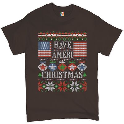 Have Ameri Christmas T-shirt American Flag Ugly Sweater Theme Men's Tee
